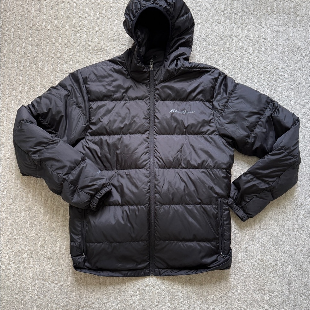 Eddie Bauer Black Puffer Jacket with Quilted Design